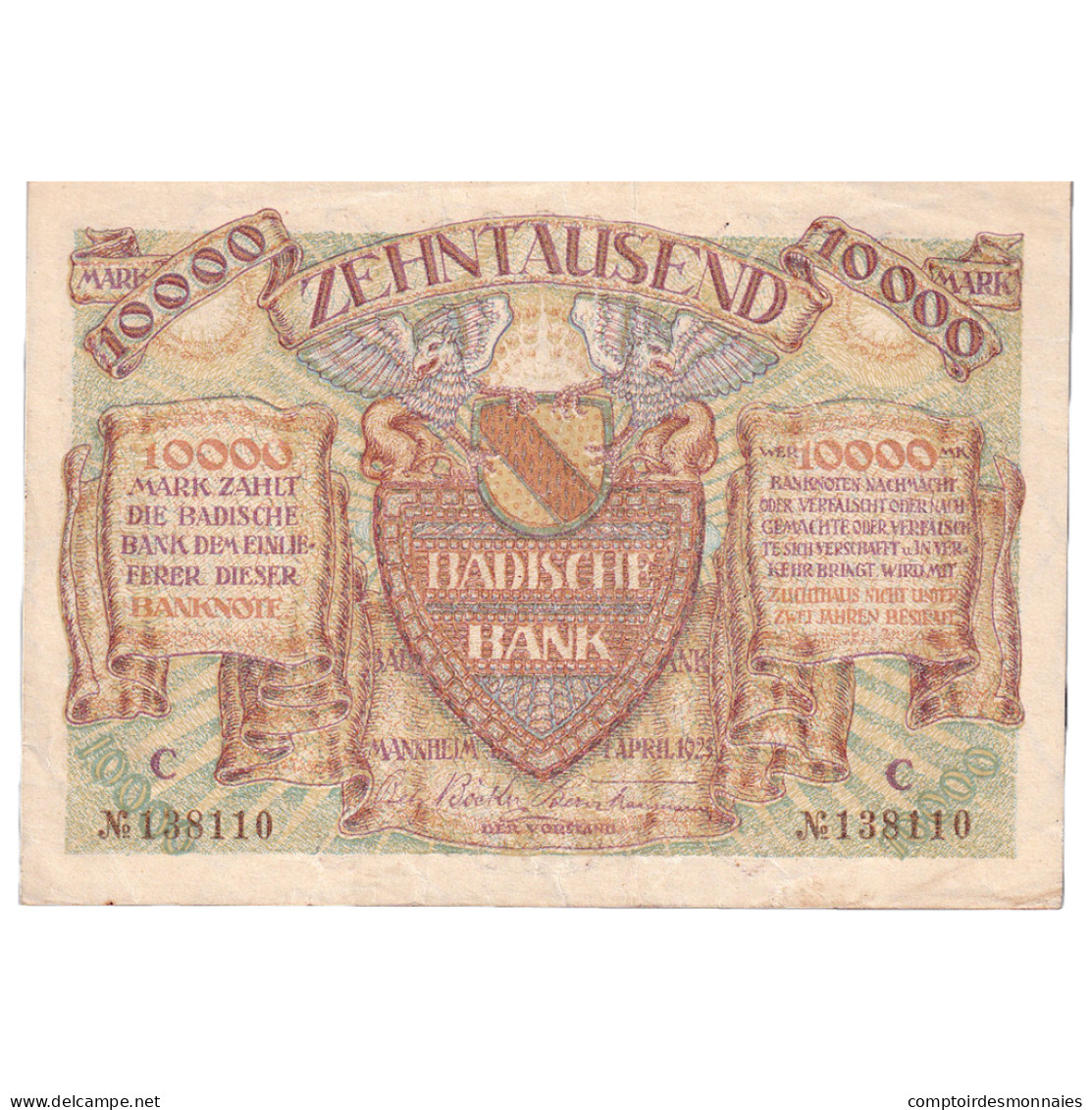 Etats Allemands, 10,000 Mark, 1923-04-01, TTB - 10.000 Mark