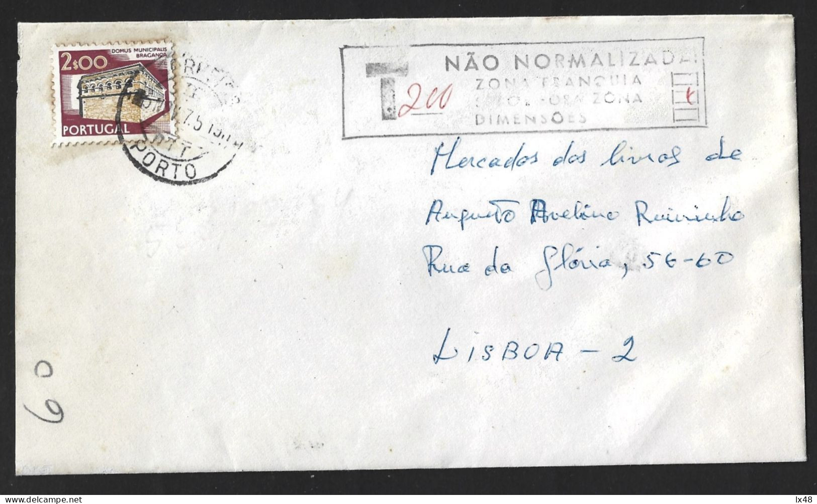 Carta Multada Com 2$00. Selo Fora Do Local. Letter Fined 2$00. Stamp Out Of Place. Lettre D'amende De 2$00. Timbre Dépla - Storia Postale