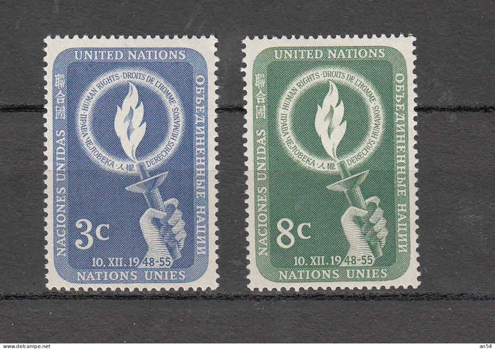 NATIONS  UNIES  NEW-YORK    1955  N° 38 - 39   NEUFS**   CATALOGUE YVERT&TELLIER - Unused Stamps