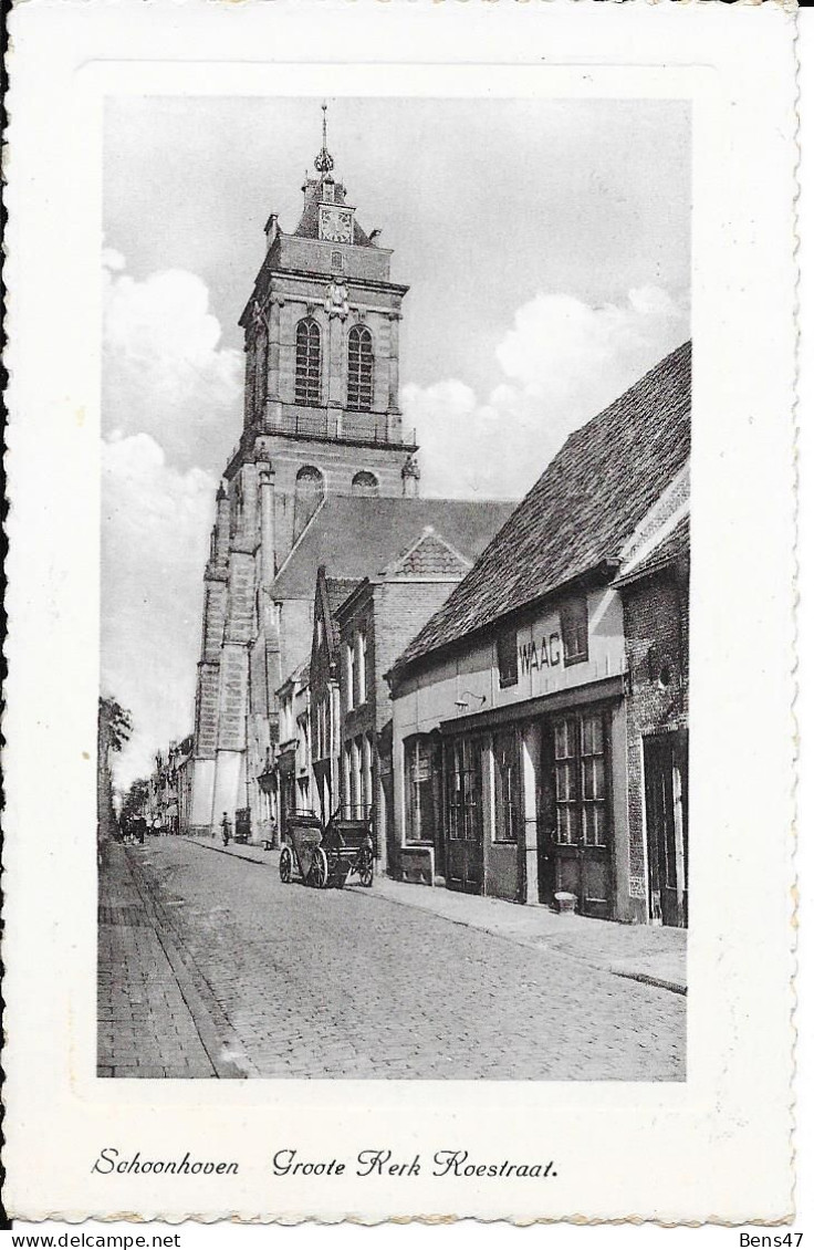 Schoonhoven Grote Kerk Koestraat Gelopen 3-8-1916 - Schoonhoven