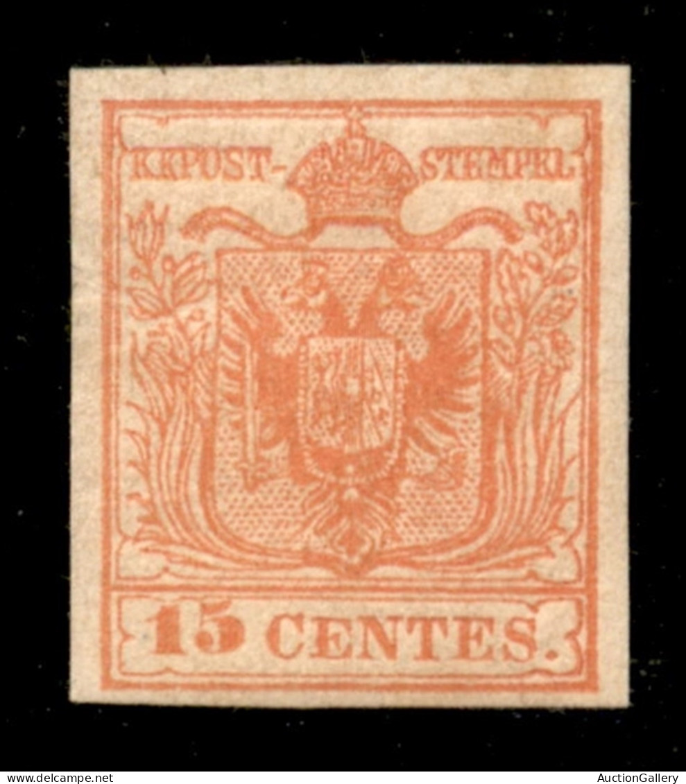 Antichi Stati Italiani - Lombardo Veneto - 1854 - 15 Cent (20) Carta A Macchina - Gomma Originale - Colla + Cert Avi - Altri & Non Classificati