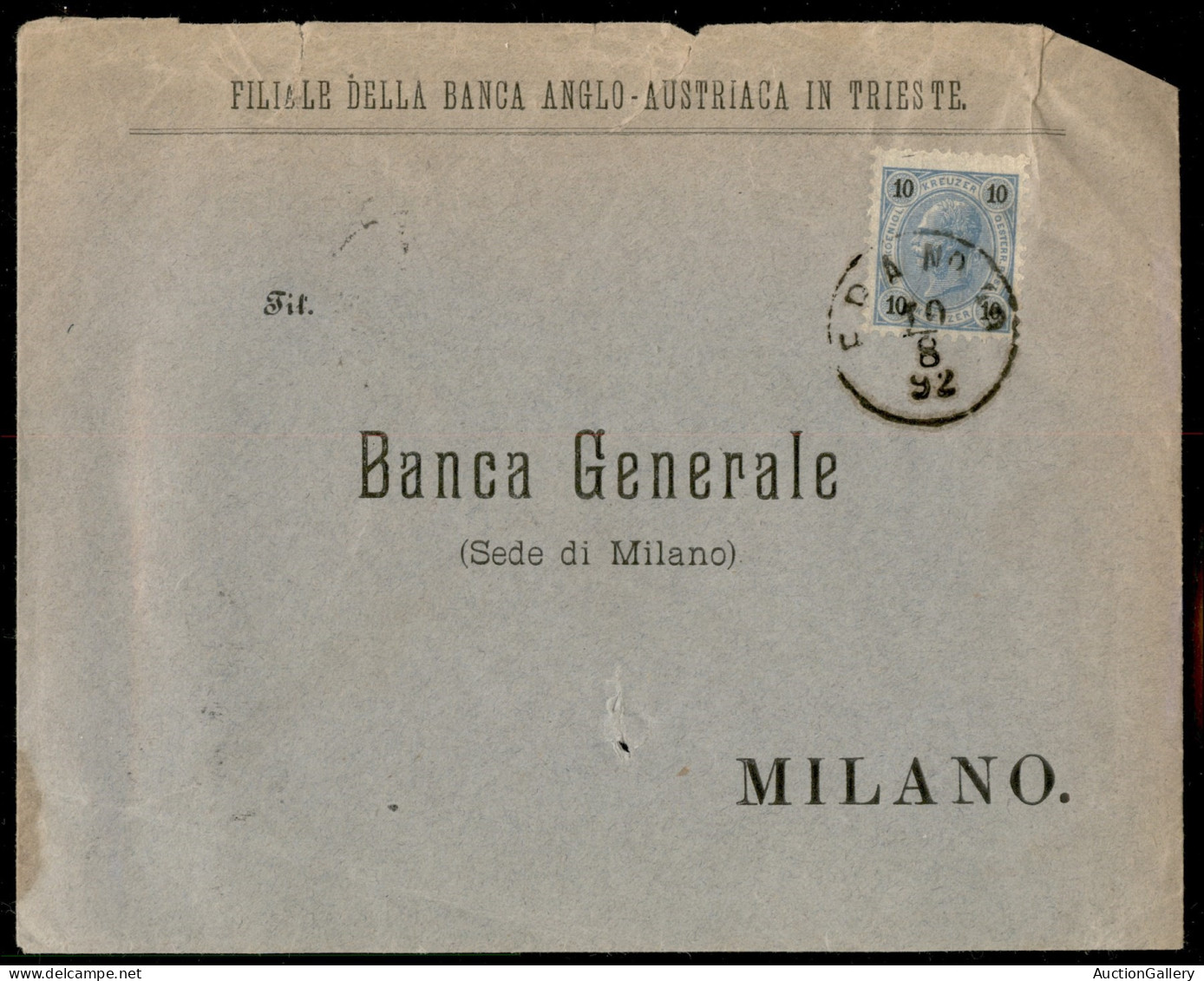 Antichi Stati Italiani - Lombardo Veneto - Territori Italiani D'Austria - F.P.A. N. 49 - 10 Kreuzer (54) Su Busta Da Tri - Other & Unclassified