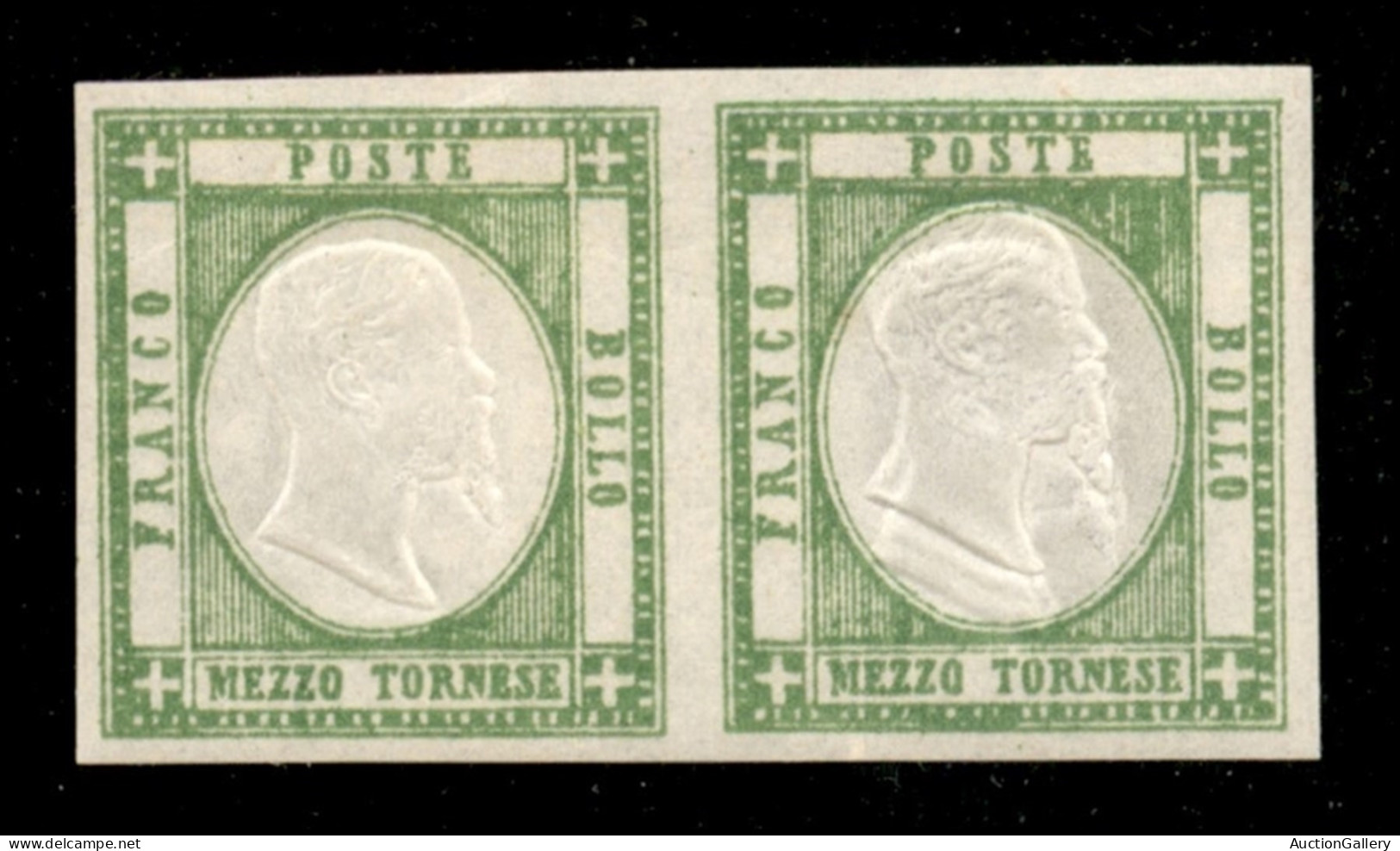Antichi Stati Italiani - Napoli - 1861 - Mezzo Tornese (17fa) Con Tripla Effigie In Coppia Col Normale (17) - Gomma Inte - Autres & Non Classés