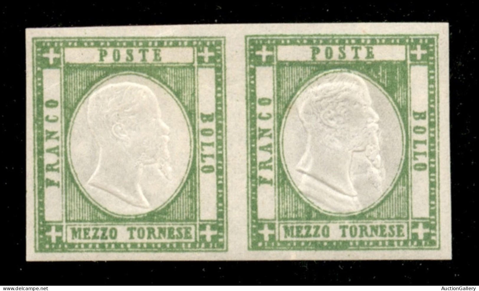 Antichi Stati Italiani - Napoli - 1861 - Mezzo Tornese (17fa) Con Tripla Effigie In Coppia Col Normale (17) - Gomma Inte - Sonstige & Ohne Zuordnung