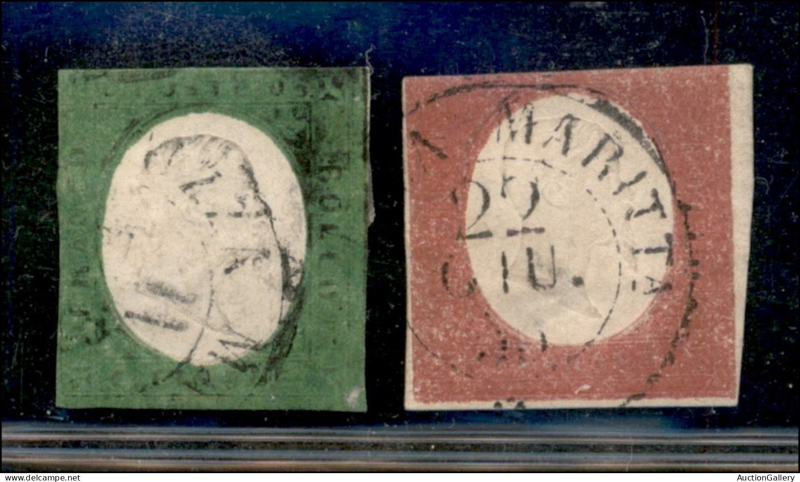 Antichi Stati Italiani - Sardegna - 1853 - 5 Cent (4) + 40 Cent (6) Usati - Margini Corti + 40 Cent Assottigliato - Da E - Other & Unclassified