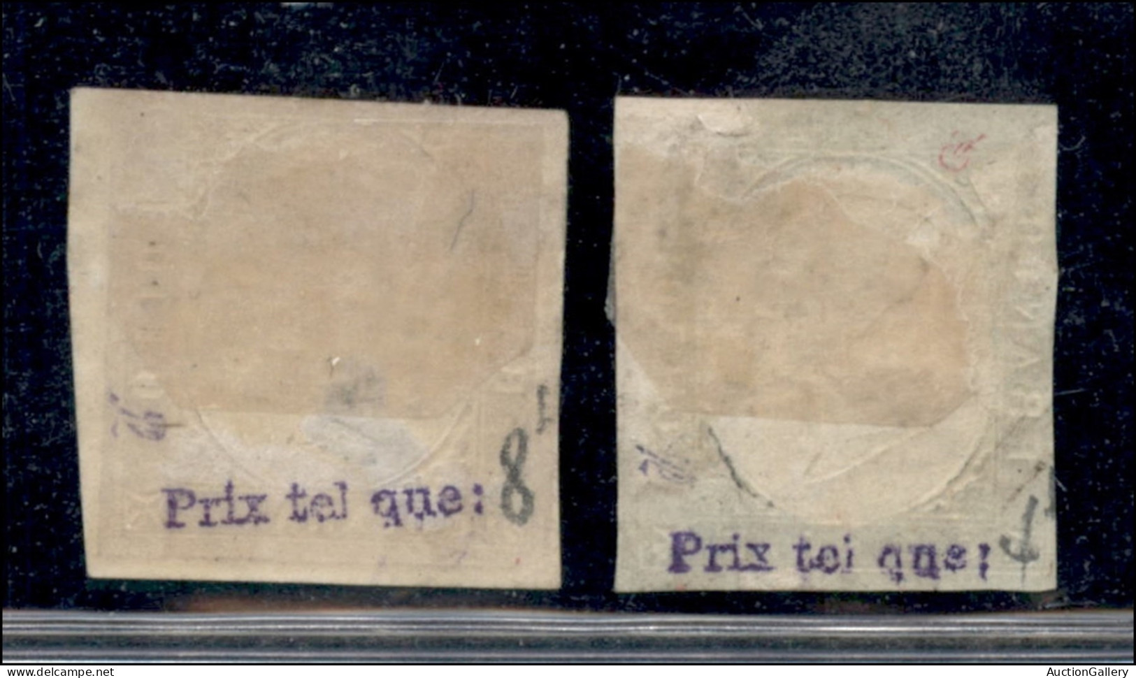 Antichi Stati Italiani - Sardegna - 1853 - 5 Cent (4) + 40 Cent (6) Usati - Margini Corti + 40 Cent Assottigliato - Da E - Other & Unclassified