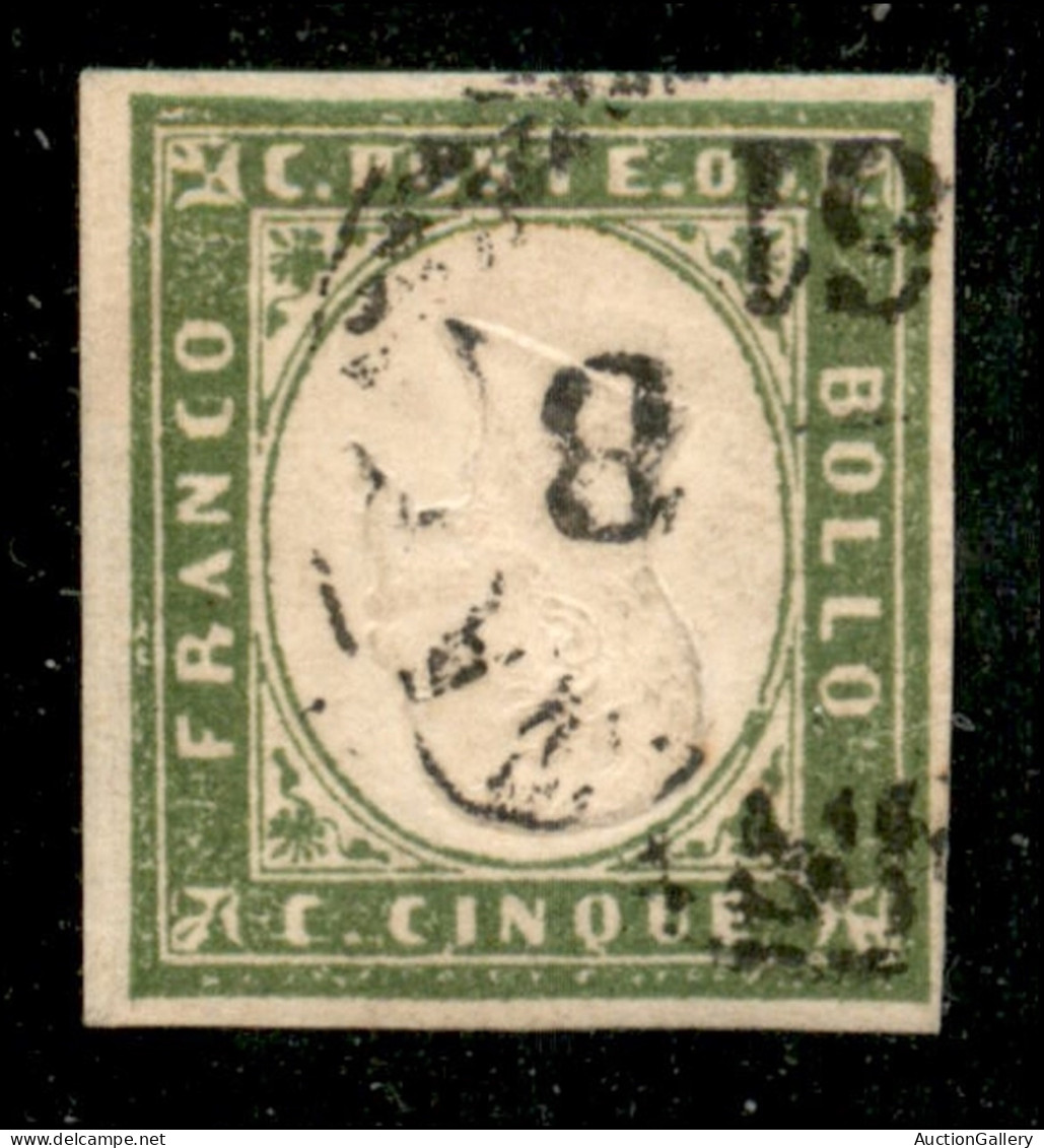 Antichi Stati Italiani - Sardegna - 5 Cent (13Cc) Con Effigie Capovolta - Usato - Cert. Colla + Cert. Diena (8.500) - Sonstige & Ohne Zuordnung