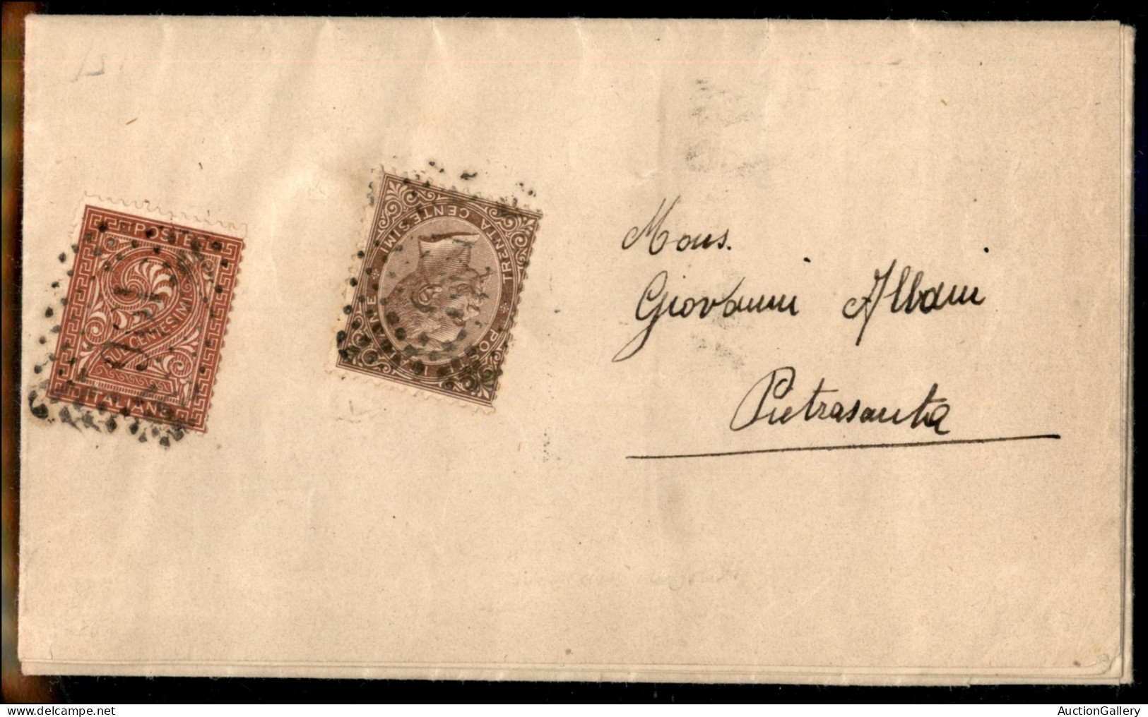 Regno - Vittorio Emanuele II - 2 Cent (15) + 30 Cent (19) Su Circolare A Stampa (da Venezia) Del 6.2.1875 Per Pietrasant - Andere & Zonder Classificatie