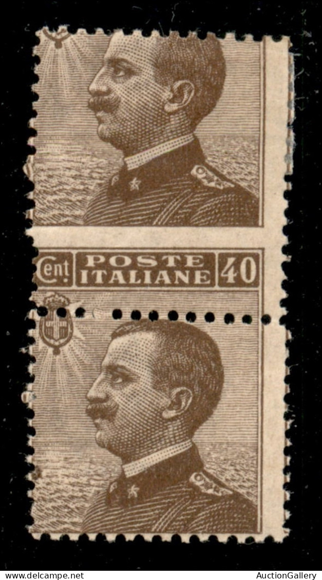 Regno - Vittorio Emanuele III - 1908 - 40 Cent Michetti (84me + 84 Varietà Meb) In Coppia Verticale - Gomma Originale -  - Other & Unclassified