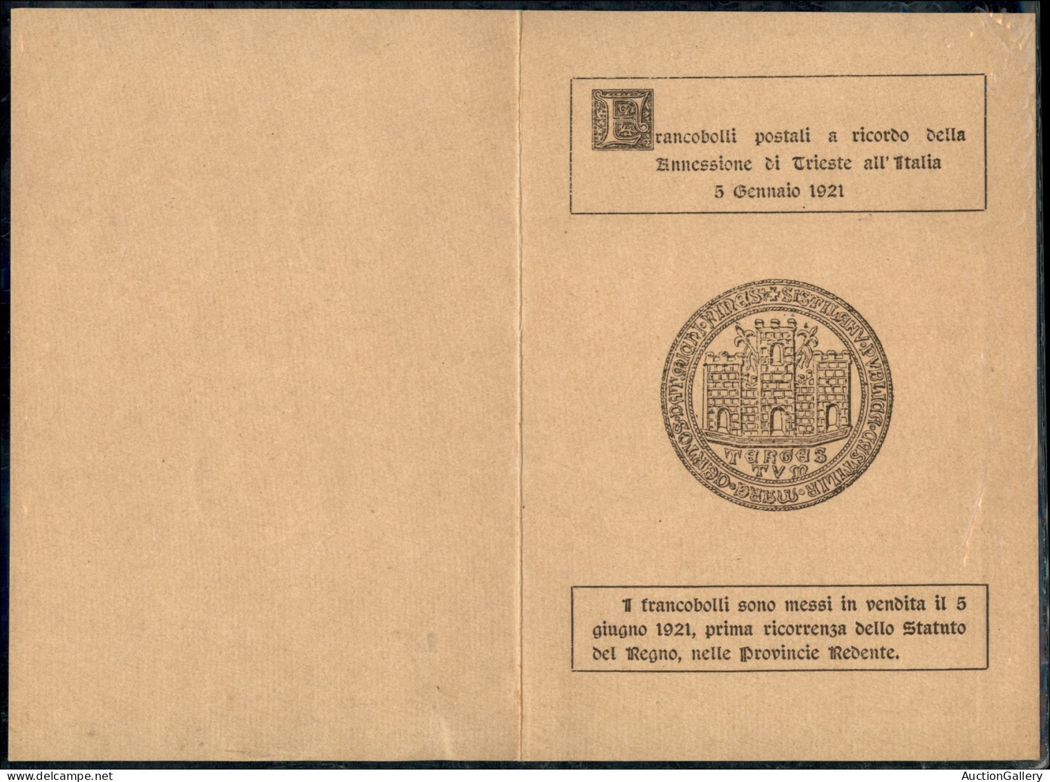 Regno - Vittorio Emanuele III - 1921 - Venezia Giulia (113/115) - Serie Completa Usata Su Folder Con Annulli Del Giorno  - Autres & Non Classés