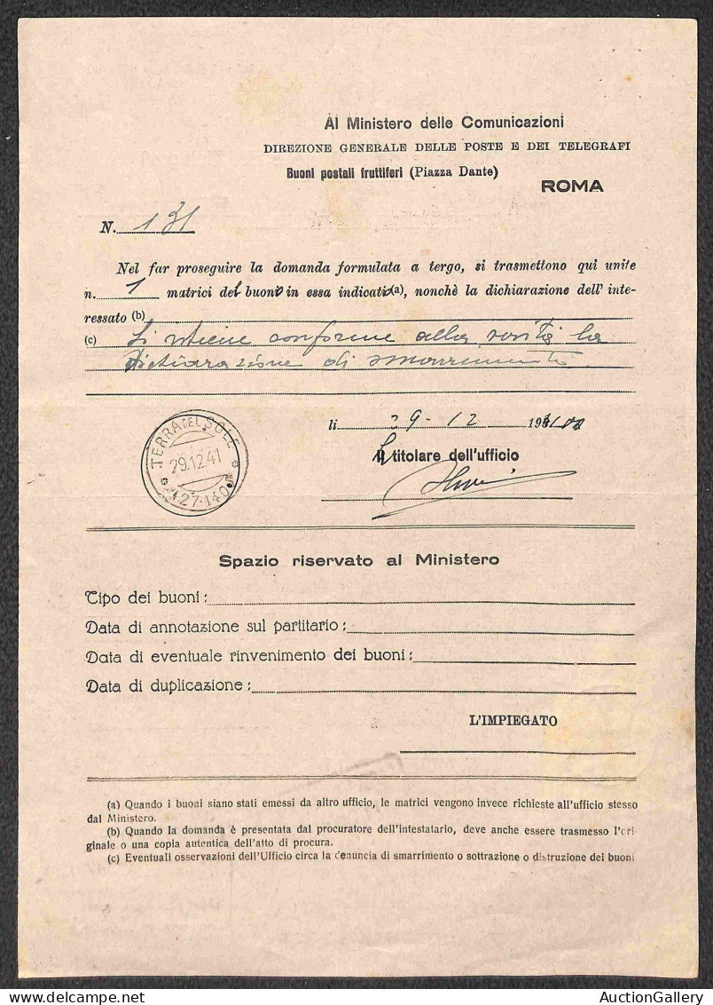 Regno - Vittorio Emanuele III - Domanda Di Duplicazione - Due Coppie Del 75 Cent Imperiale (252) Su Intero Modulo - Terr - Other & Unclassified