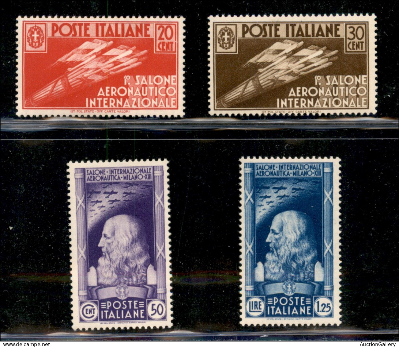 Regno - Vittorio Emanuele III - 1935 - Salone Aeronautico (384/387) - Serie Completa - Gomma Integra - Cert AG - Andere & Zonder Classificatie