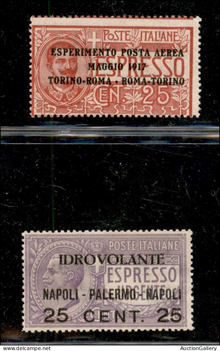 Regno - Posta Aerea - 1917 - Esperimento Posta Aerea Torino Roma (1) Idrovolante Napoli Palermo (2) - Gomma Integra - Sonstige & Ohne Zuordnung