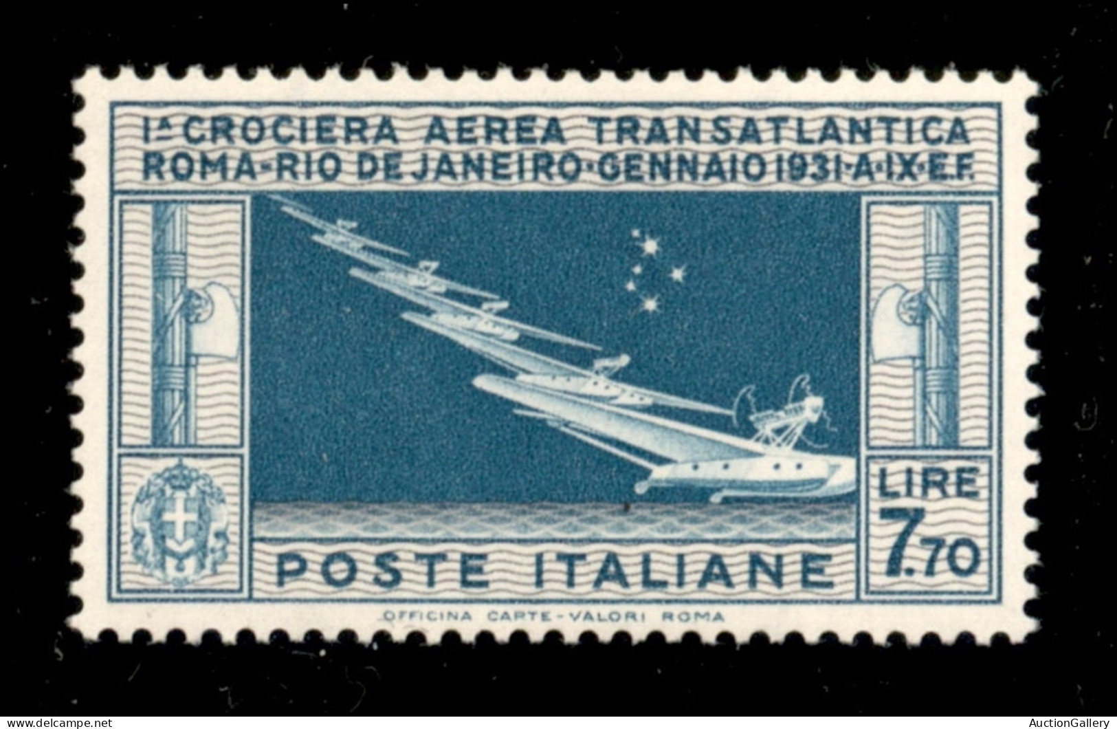 Regno - Posta Aerea - 1930 - 7,70 Lire Balbo (25) - Gomma Integra - Ottimamente Centrato - Splendido - Cert. Bolaffi 100 - Altri & Non Classificati