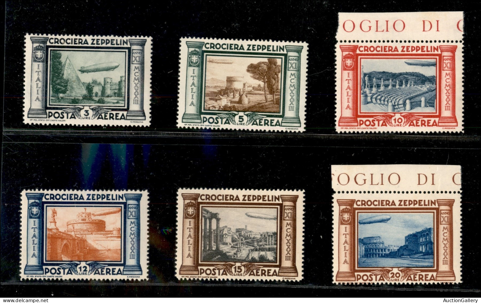 Regno - Posta Aerea - 1933 - Crociera Zeppelin (45/50) - Ottimamente Centrati (tranne 20 Lire) - Gomma Integra - Molto B - Other & Unclassified