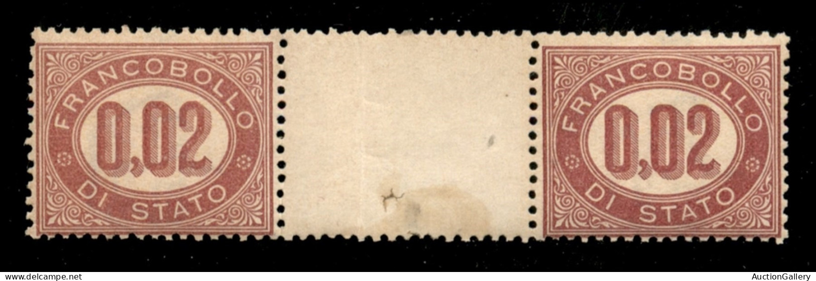 Regno - Servizio - 1875 - 2 Cent (1) - Coppia Orizzontale Con Interspazio Al Centro - Gomma Integra - Altri & Non Classificati