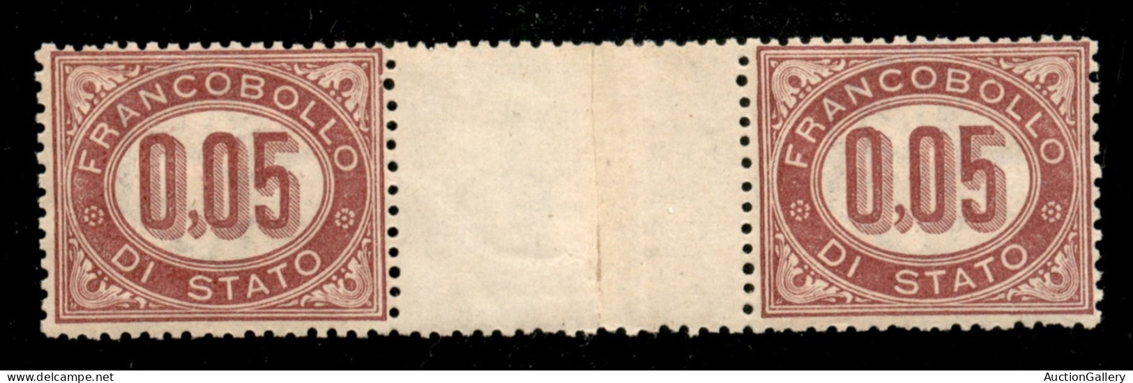 Regno - Servizio - 1875 - 5 Cent (2) - Coppia Orizzontale Con Interspazio Al Centro - Gomma Originale - Ben Centrata - Andere & Zonder Classificatie