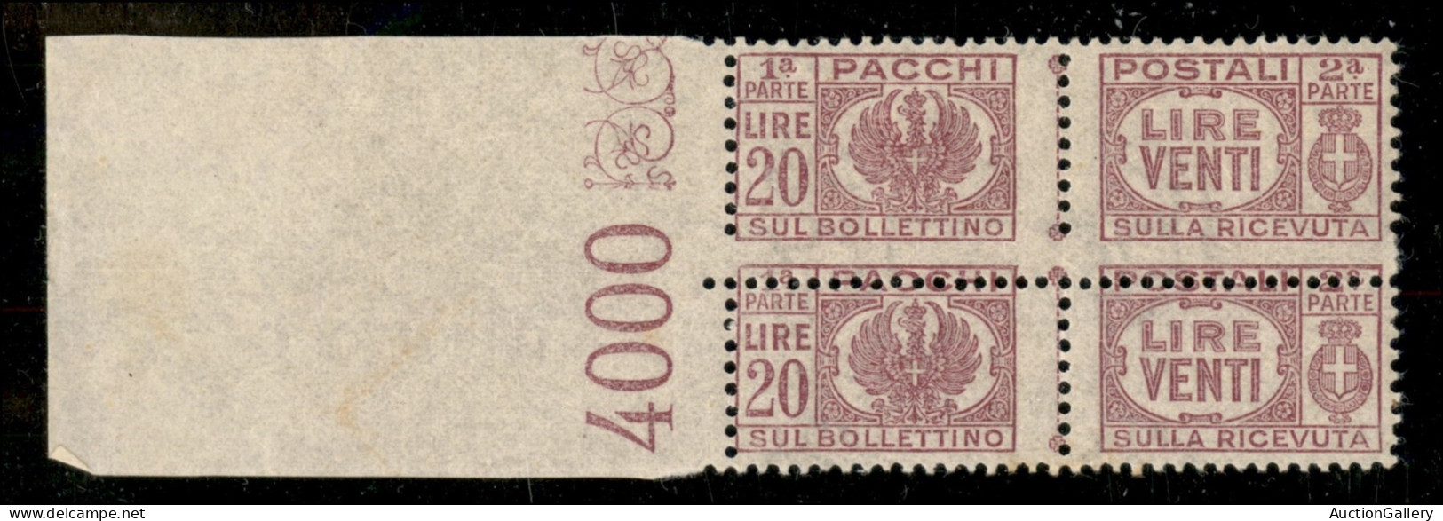 Luogotenenza - Pacchi Postali - 1946 - Coppia Del 20 Lire Pacchi Postali (6ka) Con Esemplare Superiore Più Alto Per Dent - Sonstige & Ohne Zuordnung