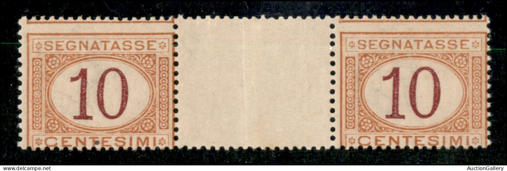 Regno - Segnatasse - 1890 - 10 Cent (21) - Coppia Con Interspazio Al Centro - Gomma Integra (1.650) - Autres & Non Classés