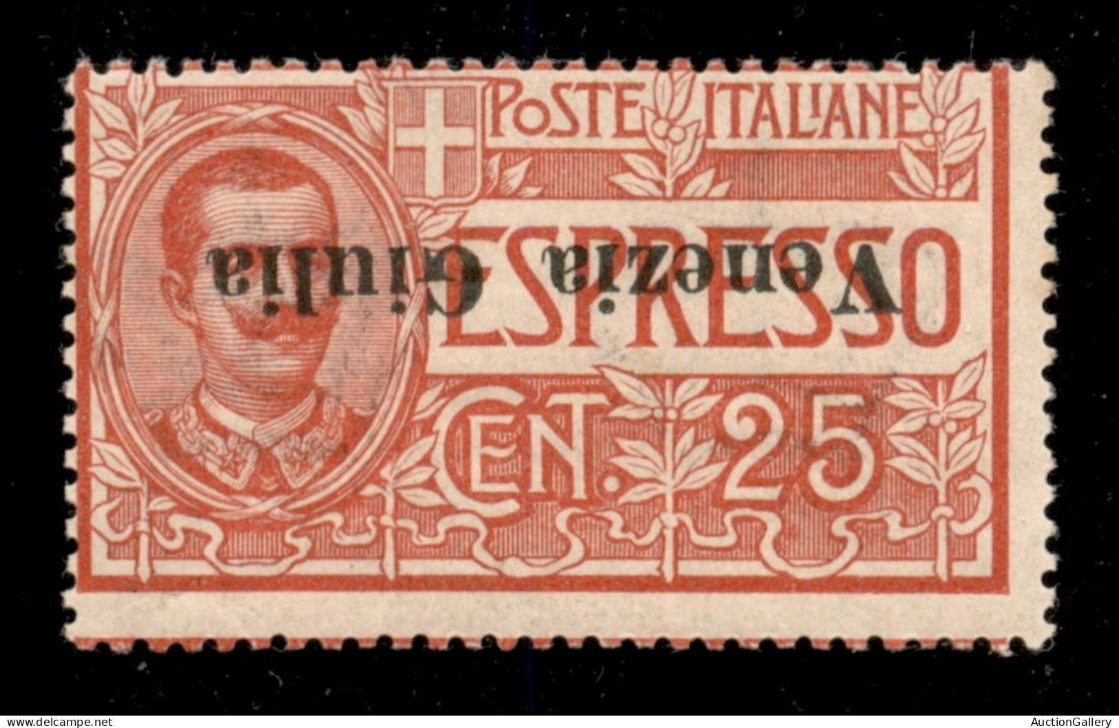 Occupazioni I Guerra Mondiale - Venezia Giulia - 1919 - 25 Cent (1a) Con Soprastampa Capovolta - Gomma Integra - Diena ( - Otros & Sin Clasificación