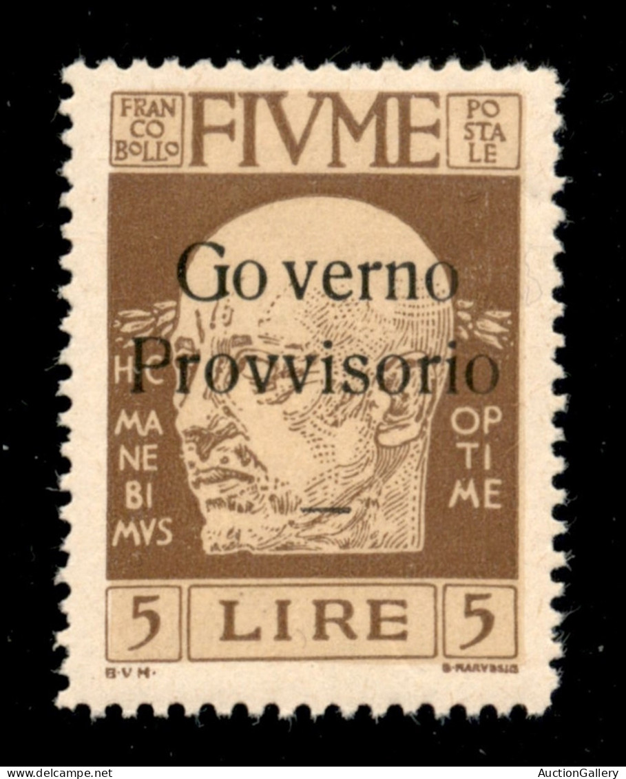 Occupazioni I Guerra Mondiale - Fiume - 1921 - 5 Lire D'Annunzio (162) - Gomma Integra - Sonstige & Ohne Zuordnung