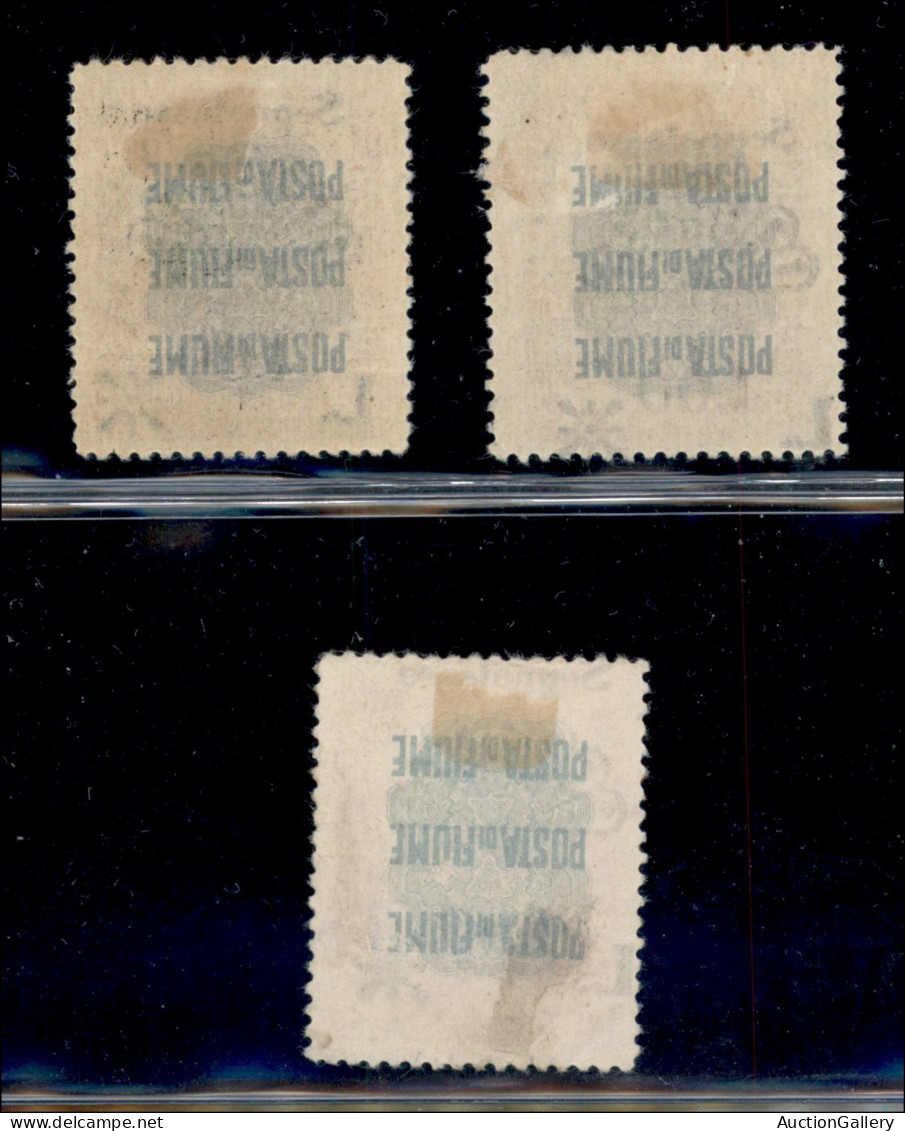 Occupazioni I Guerra Mondiale - Fiume - -1921 - 1 Lira Su 2 Corone (35 - Segnatasse) - Tre Pezzi Con Soprastampe In Posi - Other & Unclassified