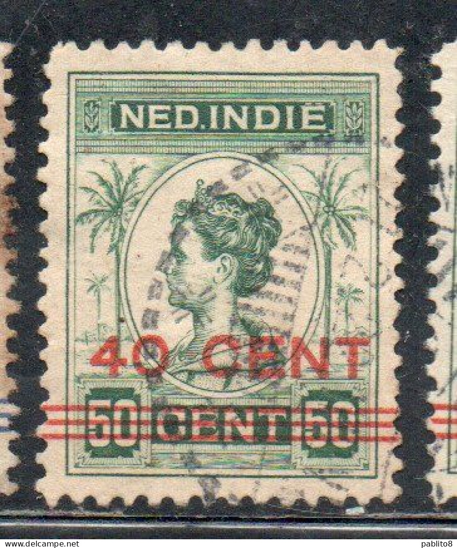 DUTCH INDIA INDIE INDE NEDERLANDS HOLLAND OLANDESE NETHERLANDS INDIES 1922 SURCHARGED WILHELMINA 40c On 50c USED USATO - Nederlands-Indië