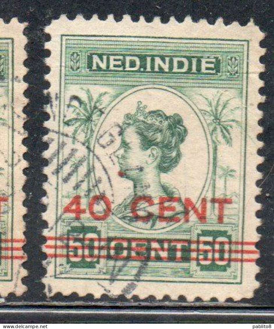 DUTCH INDIA INDIE INDE NEDERLANDS HOLLAND OLANDESE NETHERLANDS INDIES 1922 SURCHARGED WILHELMINA 40c On 50c USED USATO - Nederlands-Indië