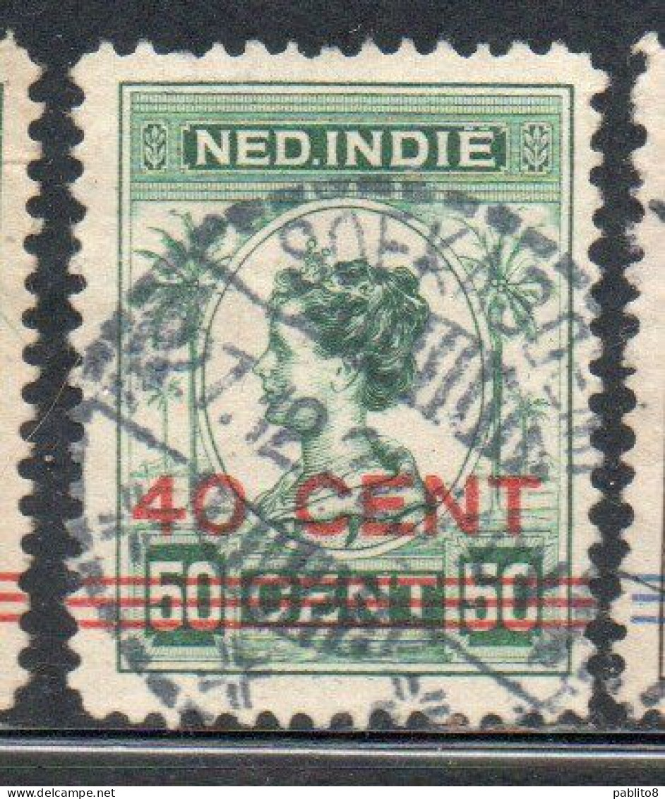 DUTCH INDIA INDIE INDE NEDERLANDS HOLLAND OLANDESE NETHERLANDS INDIES 1922 SURCHARGED WILHELMINA 40c On 50c USED USATO - Nederlands-Indië