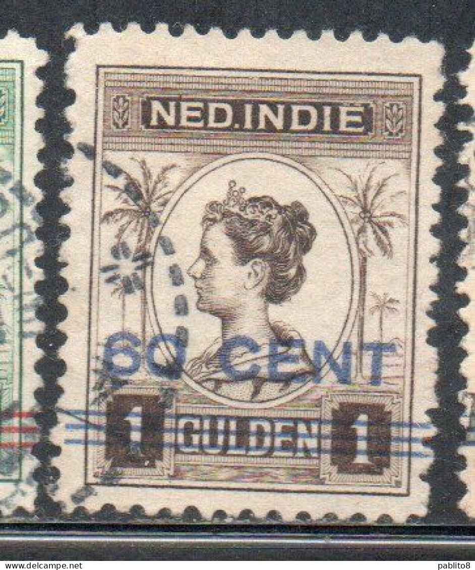 DUTCH INDIA INDIE INDE NEDERLANDS HOLLAND OLANDESE NETHERLANDS INDIES 1922 SURCHARGED WILHELMINA 60c On 1g USED USATO - Nederlands-Indië