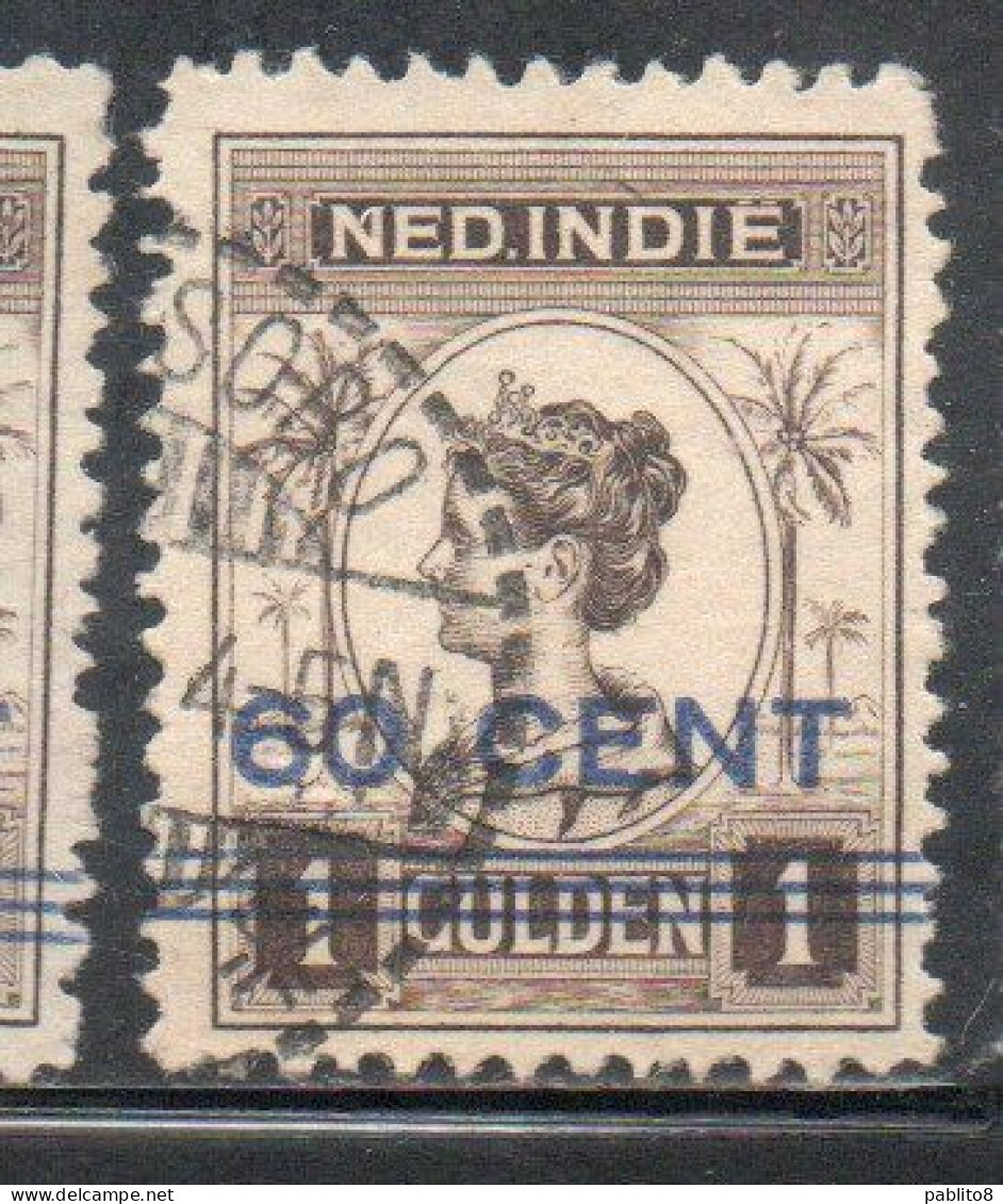 DUTCH INDIA INDIE INDE NEDERLANDS HOLLAND OLANDESE NETHERLANDS INDIES 1922 SURCHARGED WILHELMINA 60c On 1g USED USATO - Nederlands-Indië