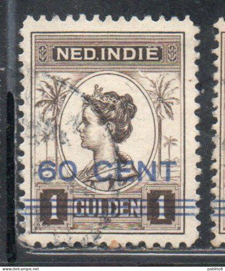 DUTCH INDIA INDIE INDE NEDERLANDS HOLLAND OLANDESE NETHERLANDS INDIES 1922 SURCHARGED WILHELMINA 60c On 1g USED USATO - Nederlands-Indië