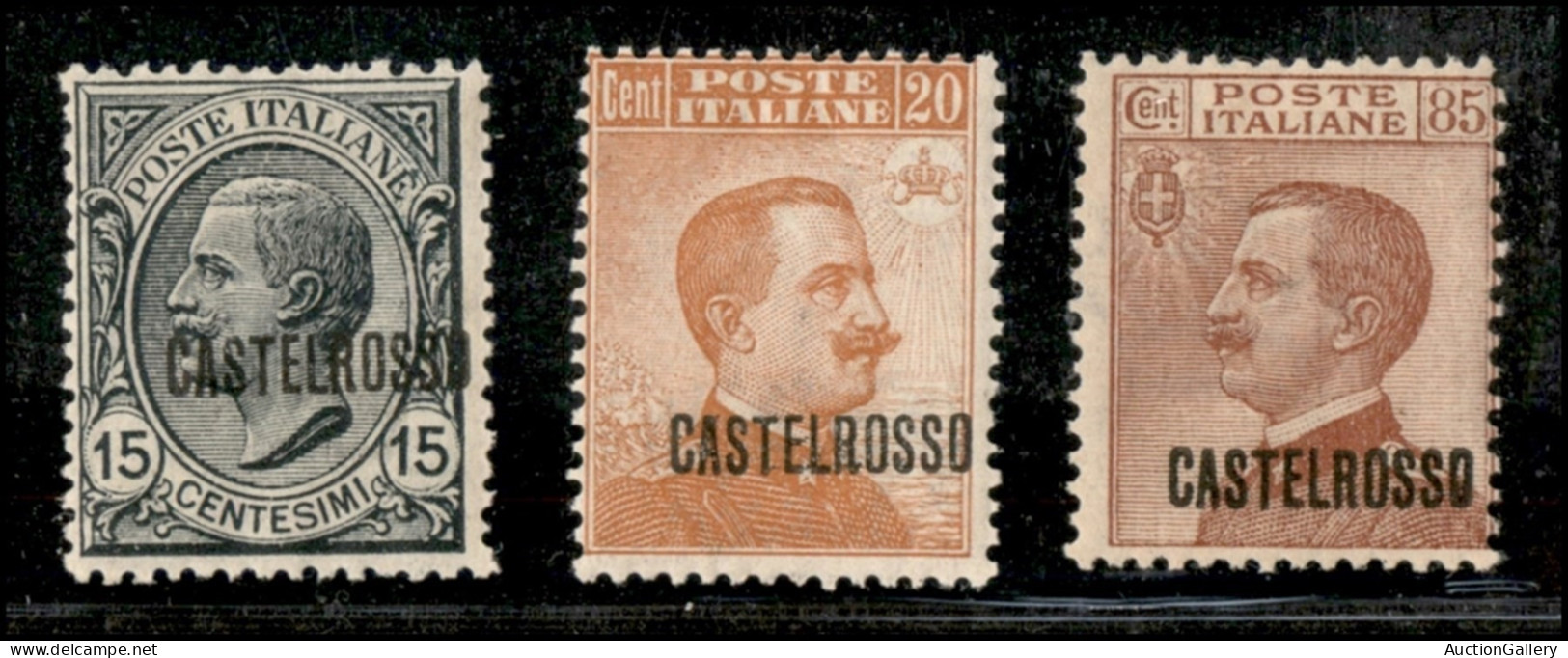 Colonie - Castelrosso - 1922 - Soprastampe A Destra - Tre Valori (3+4dab+9) - Gomma Originale - 2 Valori Non Catalogati  - Autres & Non Classés