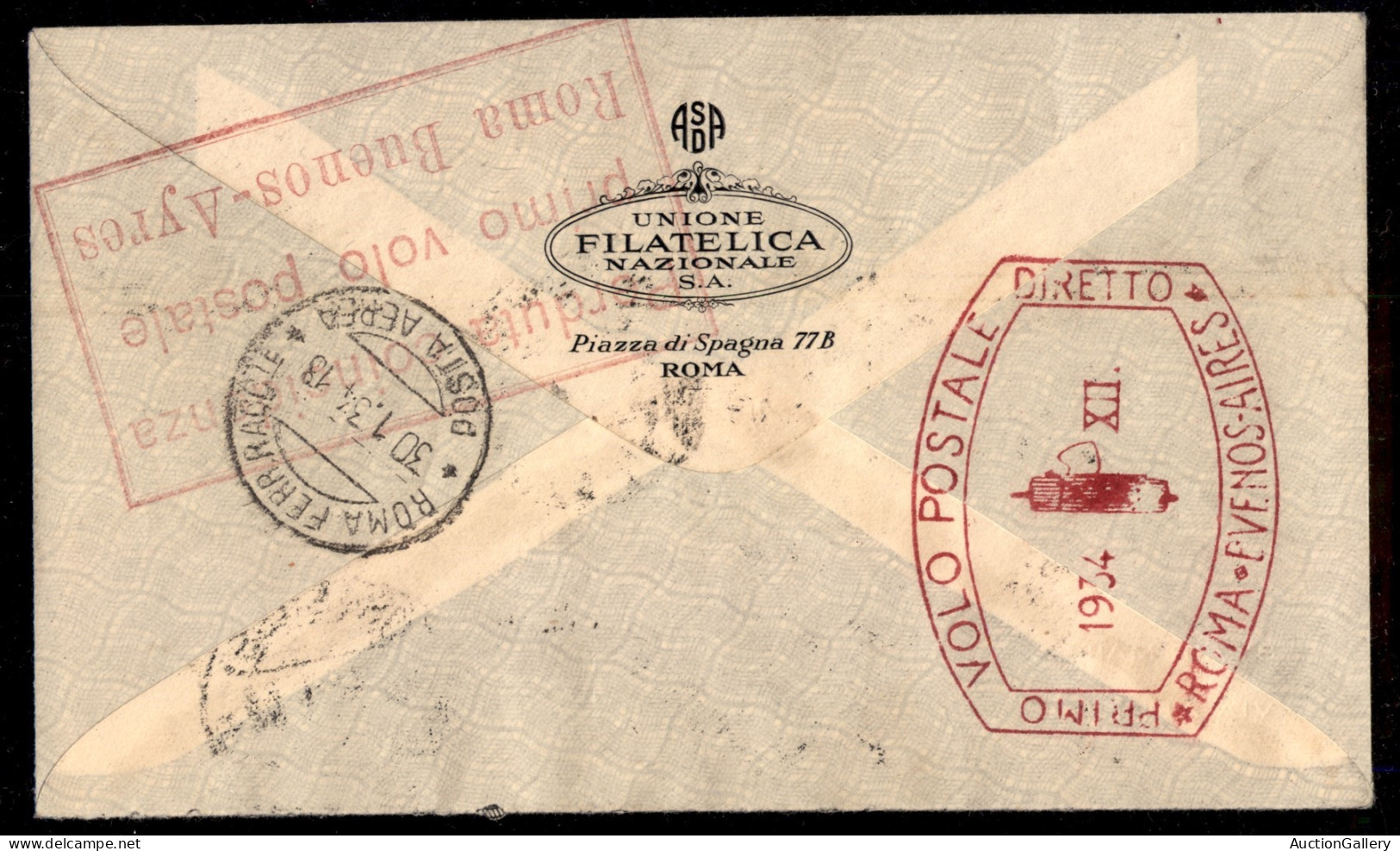 Colonie - Cirenaica - 1934 (28 Gennaio) Primo Volo Roma Buenos Aires (Longhi 3081) - Raccomandata Da Bengasi A Buenos Ai - Autres & Non Classés