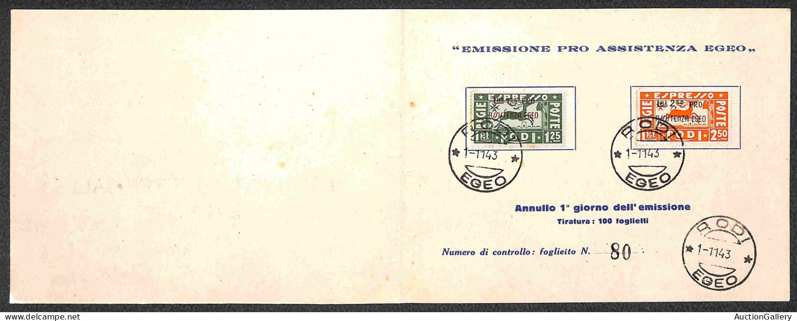 Colonie - Egeo - Occupazione Tedesca Dell'Egeo - 1943 - Espressi - Pro Assistenza (3/4) - Serie Completa Su Folder FDC D - Otros & Sin Clasificación