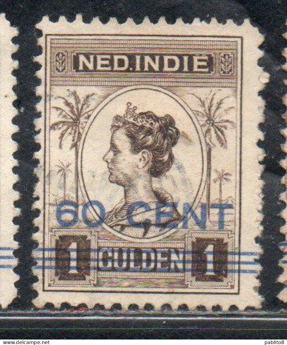 DUTCH INDIA INDIE INDE NEDERLANDS HOLLAND OLANDESE NETHERLANDS INDIES 1922 SURCHARGED WILHELMINA 60c On 1g USED USATO - Nederlands-Indië