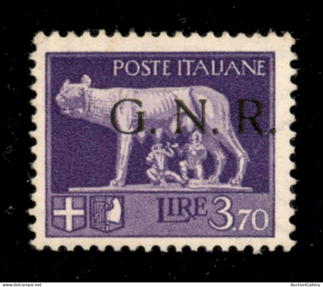 Repubblica Sociale Italiana - G.N.R. Brescia - 1943 - GNR Brescia - 3,70 Lire (484/Iq Varietà Hcc) Con Leggero Decalco E - Andere & Zonder Classificatie