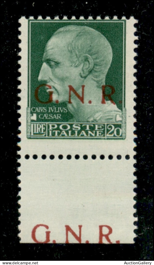 Repubblica Sociale Italiana - G.N.R. Verona - 1944 - 20 Lire (487kc) Bordo Foglio Con Soprastampa Ripetuta A Margine - G - Andere & Zonder Classificatie