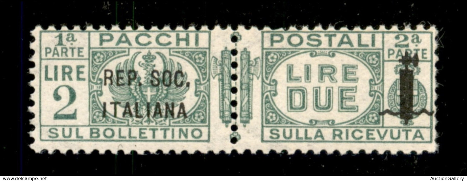 Repubblica Sociale Italiana - Provvisori - 1944 - 2 Lire Pacchi (43) - Ben Centrato - Gomma Integra - Sottoriva - Other & Unclassified