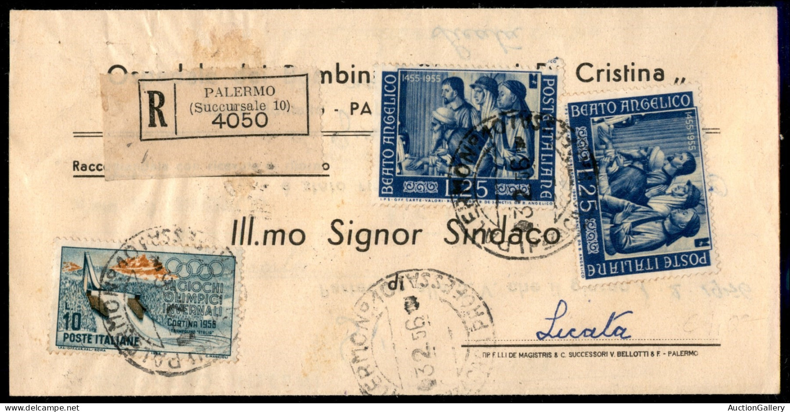 Repubblica - Piego Sindaci Raccomandato Da Palermo A Licata Del 3.2.1956 (791 Due + 793) - Andere & Zonder Classificatie