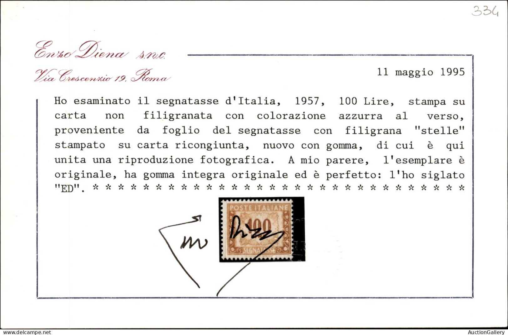 Repubblica - 1957 - 100 Lire (119/IIe - Varietà) Su Carta Ricongiunta Senza Filigrana - Gomma Integra - Cert. Diena (3.7 - Autres & Non Classés