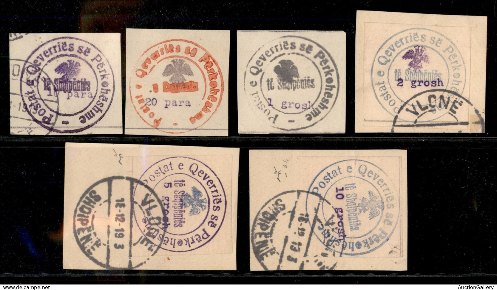 Europa - Albania - 1913 - Provvisori (18/23) - Serie Completa Usata - 6 Valori (tre - 20/23 - Su Frammento) - Chiavarell - Other & Unclassified