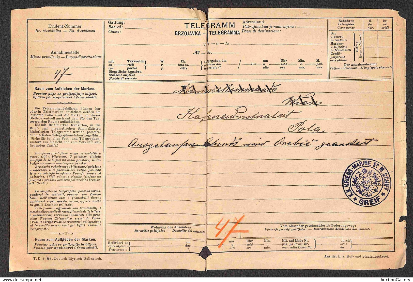 Europa - Austria - 1916/1917 - Pola/K.K. Marine Feldpost - Due Buste + Un Telegramma - Other & Unclassified