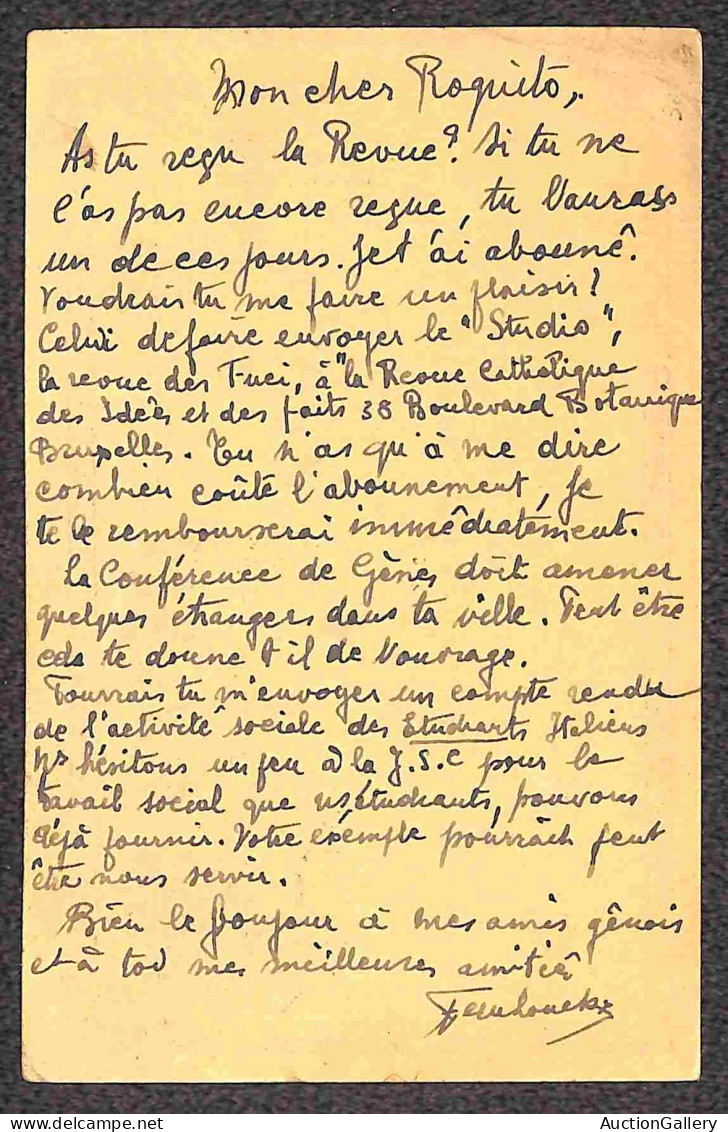 Europa - Belgio - 1922 - Due Cartoline Postali Con Affrancature Complementari Per Genova - Sonstige & Ohne Zuordnung