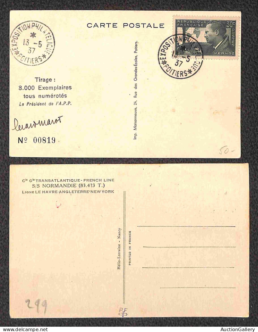Europa - Francia - 1937 - Otto cartoline con affrancature del periodo e annulli speciali