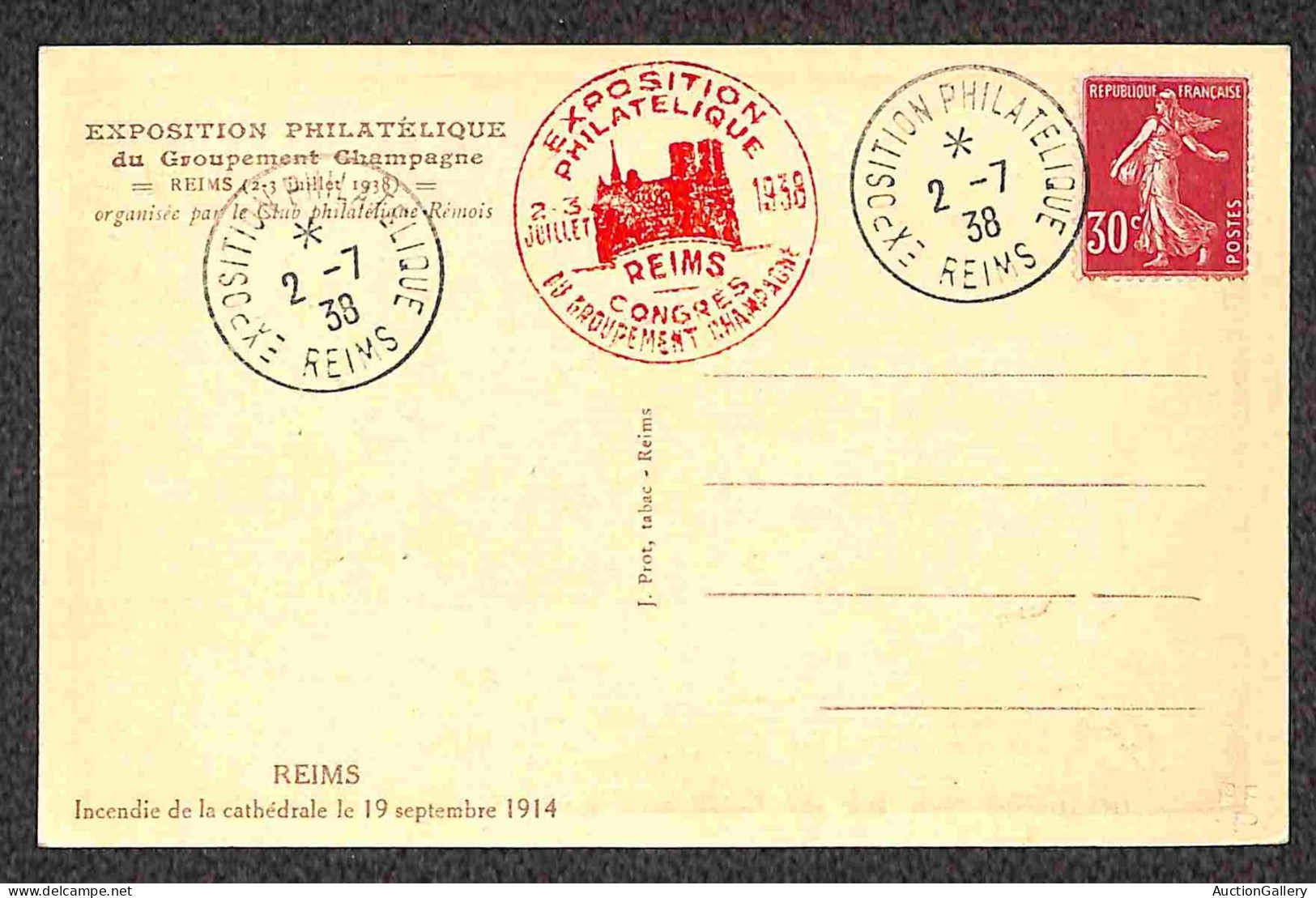 Europa - Francia - Champagne - Due Buste E Una Cartolina - Reims 2.7.38 - Other & Unclassified