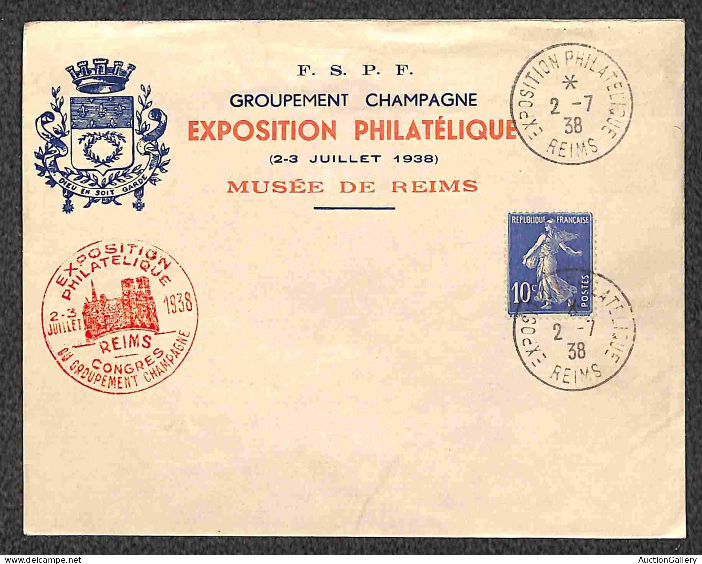 Europa - Francia - Champagne - Due Buste E Una Cartolina - Reims 2.7.38 - Andere & Zonder Classificatie