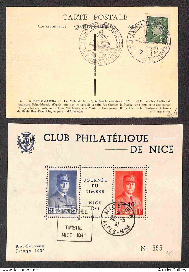 Europa - Francia - 1941 - Tredici cartoline con affrancature del periodo (anche Maximum e con annulli speciali)