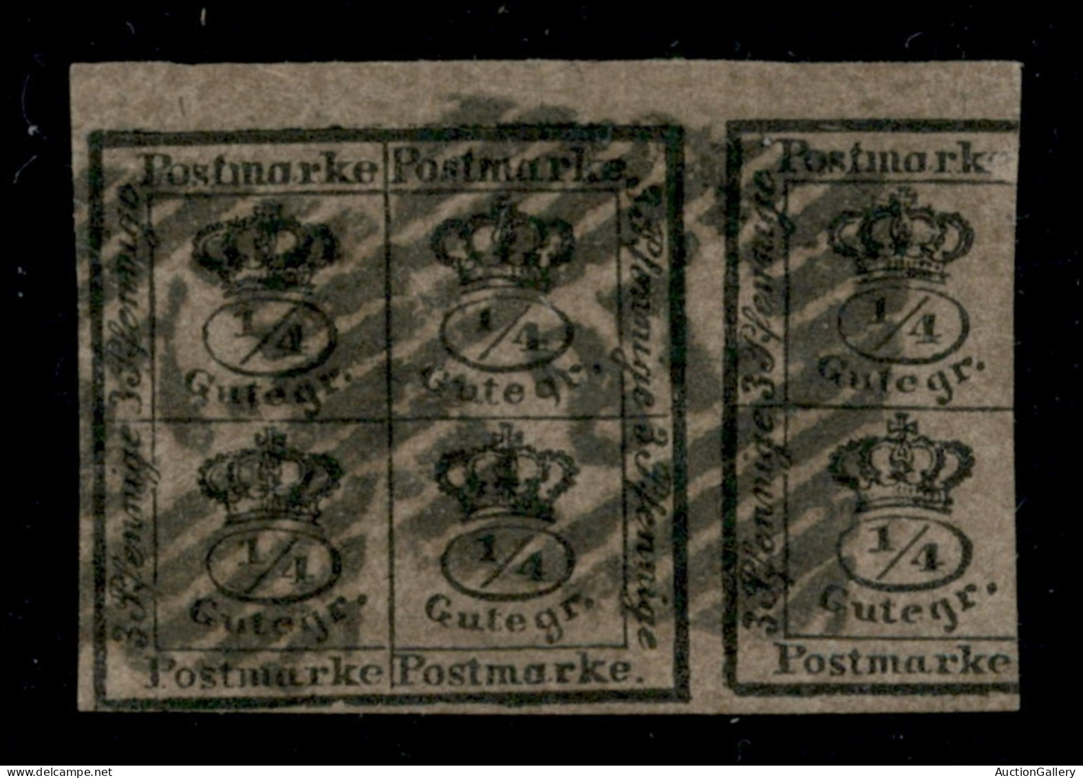 Europa - Germania - Braunschweig - 1857 - Blocco Di 4 1/4 + Metà (9) - Usato - Altri & Non Classificati