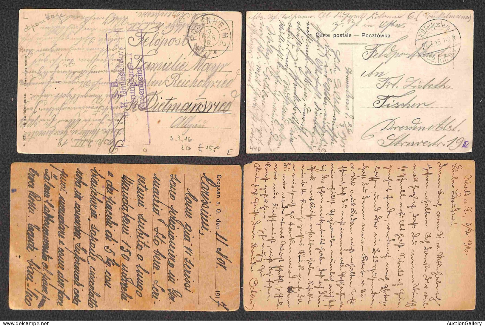 Europa - Germania - Feldpost - 1914/1918 - Quattordici Cartoline + Tre Lettere Del Periodo - Other & Unclassified